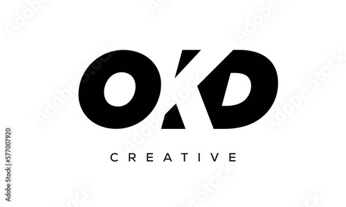 OKD letters negative space logo design. creative typography monogram vector photo