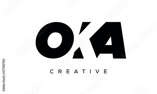 OKA letters negative space logo design. creative typography monogram vector