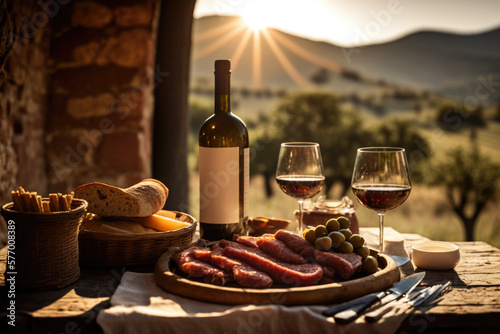 Valokuvatapetti Farm to Table: The Artisanal Production of Spanish Embutidos in Picturesque Coun