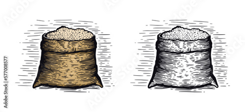Sack rice hand draw illustration vector