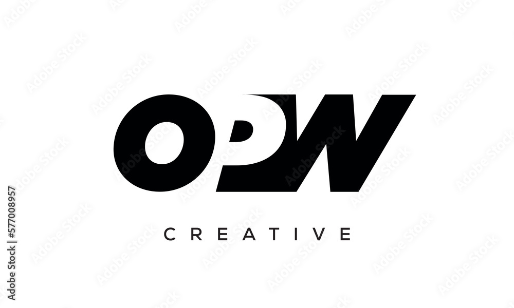 OPW letters negative space logo design. creative typography monogram vector