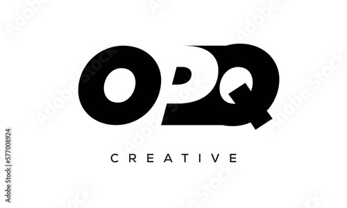 OPQ letters negative space logo design. creative typography monogram vector photo