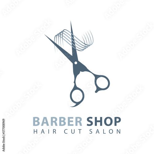 Barbershop logo design template. Scissors icon sign for shaving logo. Vector illustration