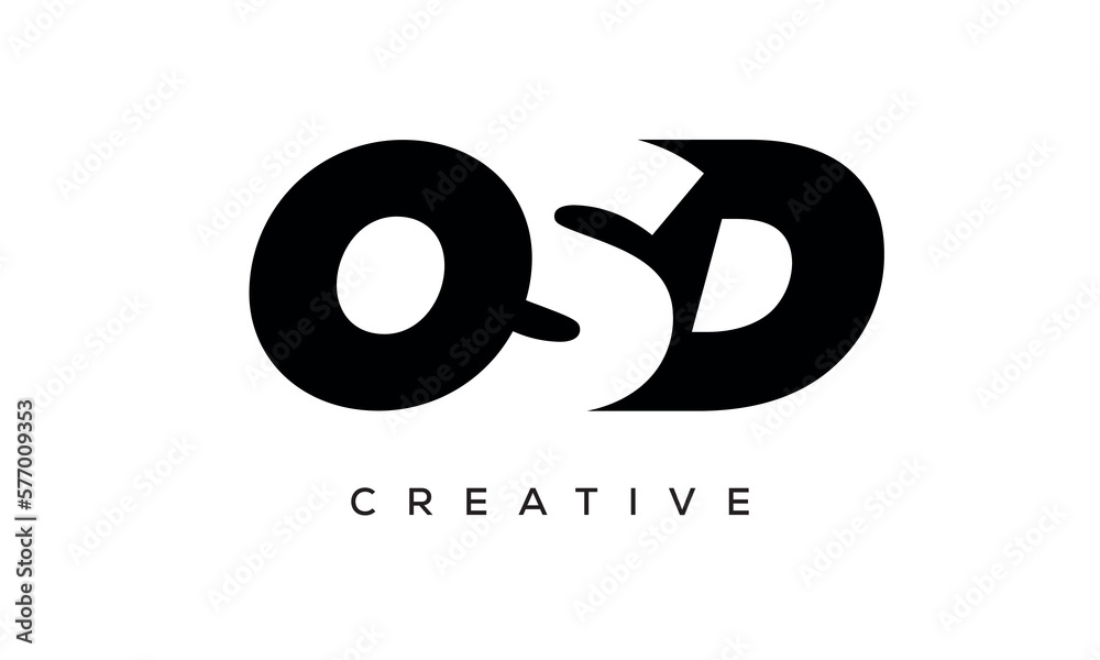 OSD letters negative space logo design. creative typography monogram vector OSD letters negative space logo design. creative typography monogram vector