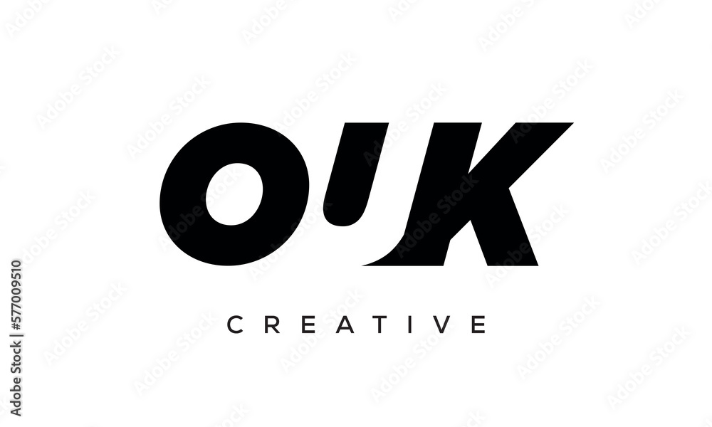 OUK letters negative space logo design. creative typography monogram vector