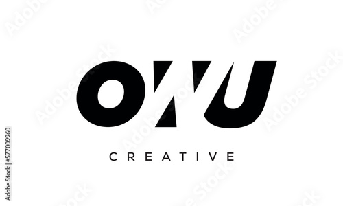 OWU letters negative space logo design. creative typography monogram vector photo