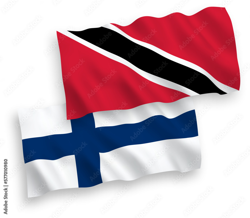 Flags of Finland and Republic of Trinidad and Tobago on a white background Flags of Finland and Republic of Trinidad and Tobago on a white background