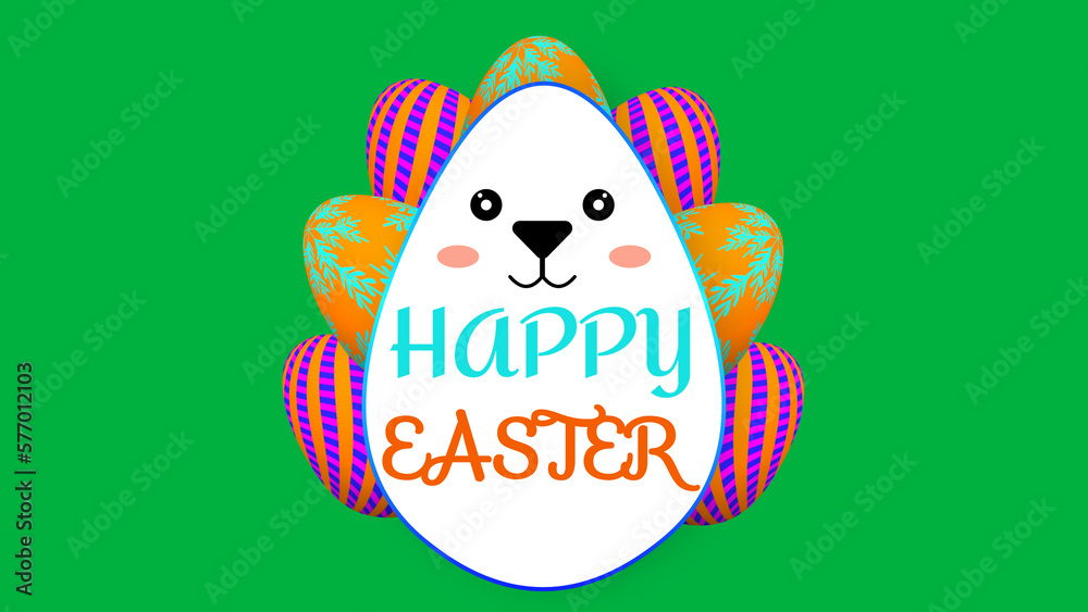 happy Easter sticker on green background happy Easter sticker on green background