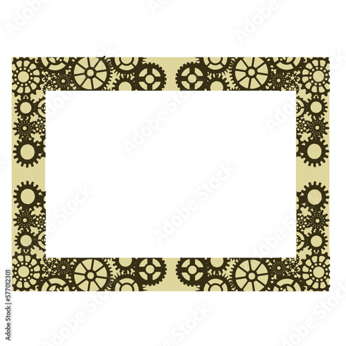 Steampunk frame engawe . Steampunk style. Template design for card. Mechanical cog wheel frame. Abstract vector illustration.