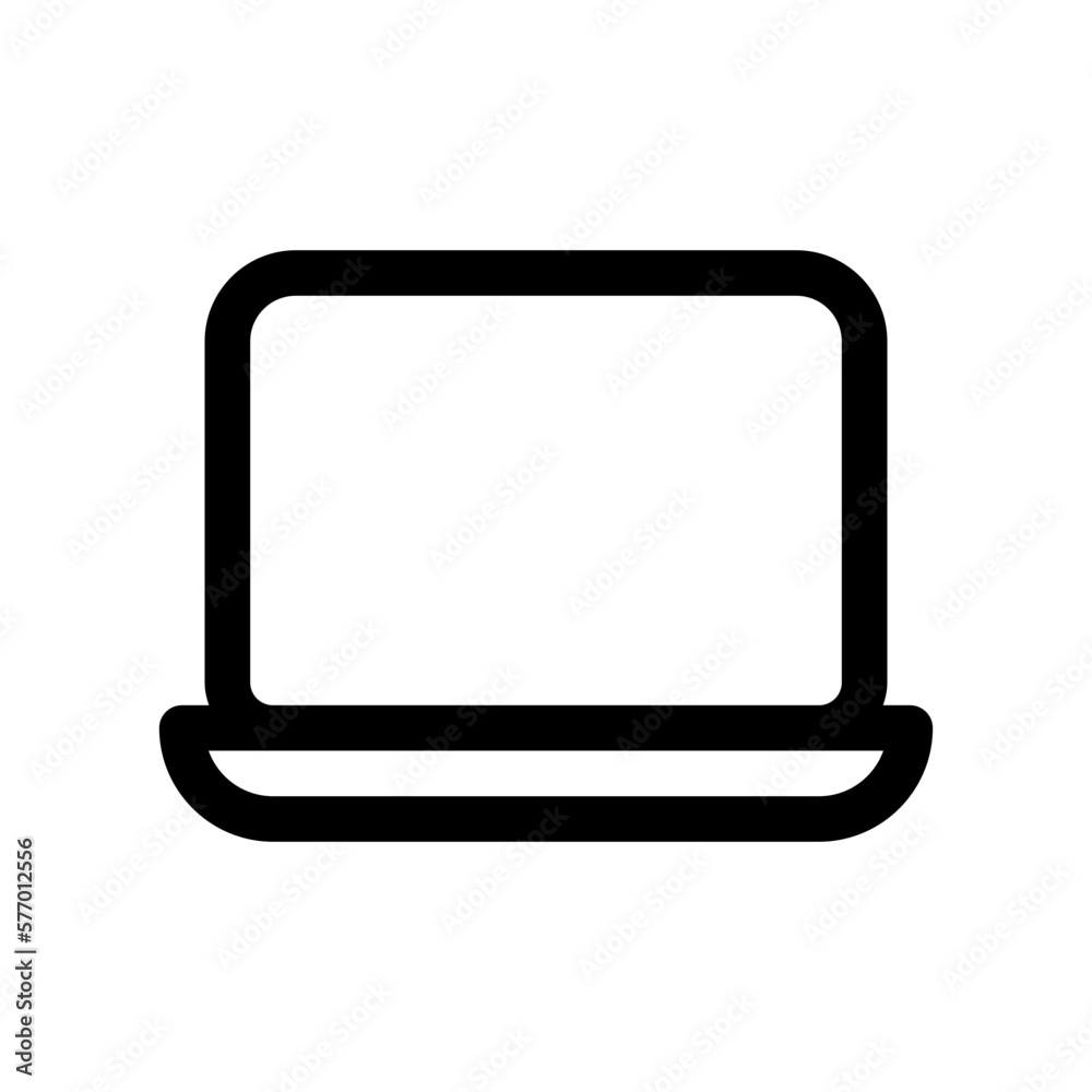Editable vector blank laptop computer screen icon. Black, line style ...
