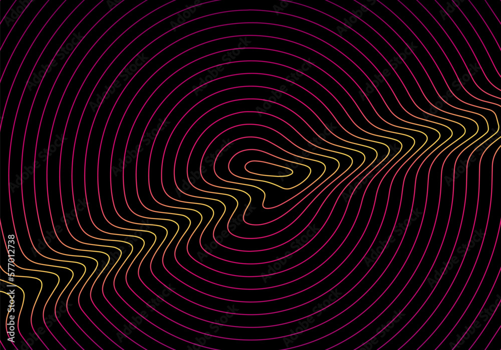 Pattern with Abstract Gradient Lines Optical Illusion on Dark Background. Circle Stripes Background with Ripple Effect. Vector Ripple Illustration Pattern with Abstract Gradient Lines Optical Illusion on Dark Background. Circle Stripes Background with Ripple Effect. Vector Ripple Illustration