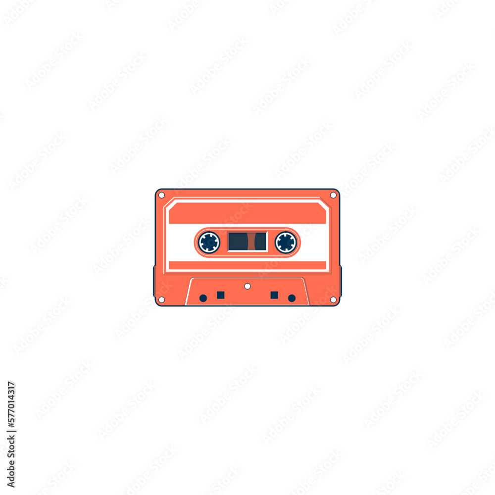 Vector illustration of a cassette tape in orange