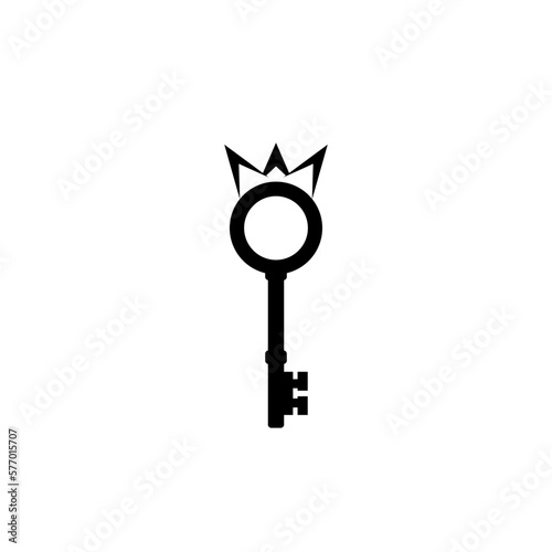 King key crown logo, icon isolated on white background. 