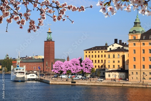 Photography Stockholm city view with Stadshuset (Town Hall) building