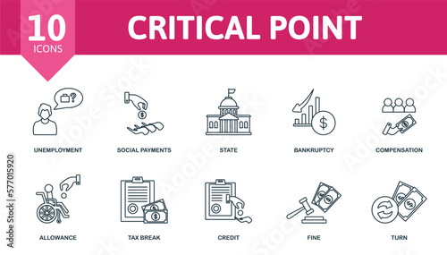 Critical Point set icon. Editable icons critical point theme such as unemployment, state, compensation and more.