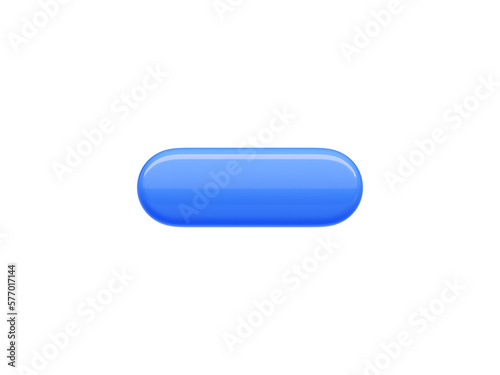 Rectangular long button with rounded and sharp borders 3d render illustration.