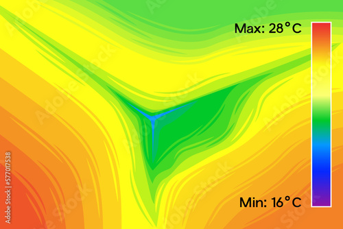 Thermal image of corner in home vector illustration.