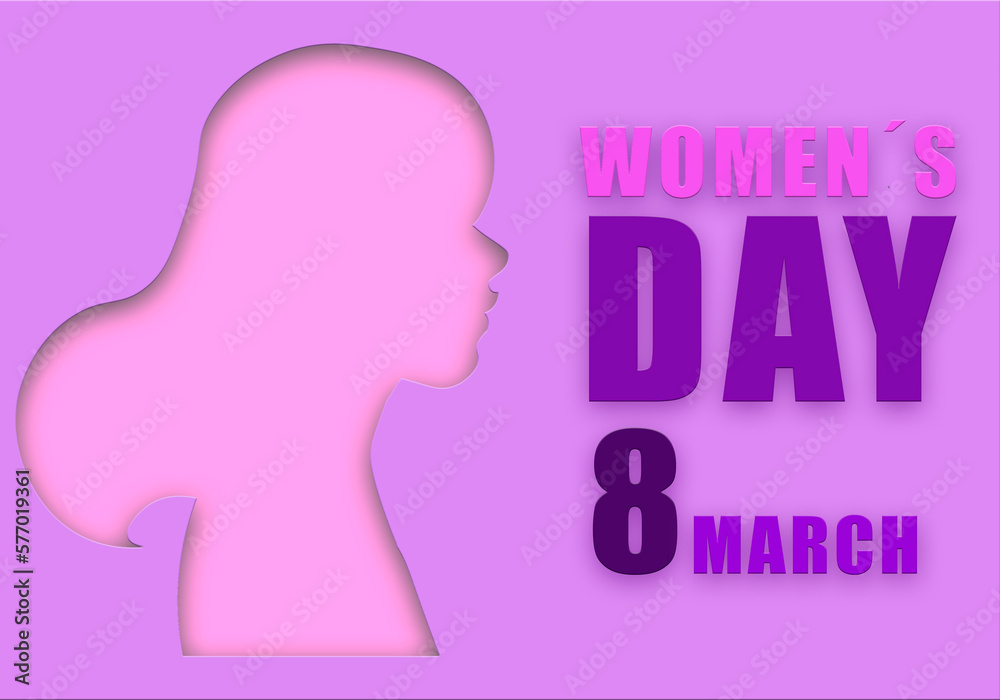 Fondo del día de la mujer con perfil de una mujer. Fondo del día de la mujer con perfil de una mujer.