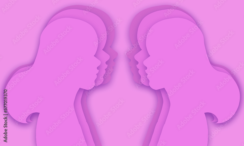 Fondo del día de la mujer con perfil de una mujer. Fondo del día de la mujer con perfil de una mujer.