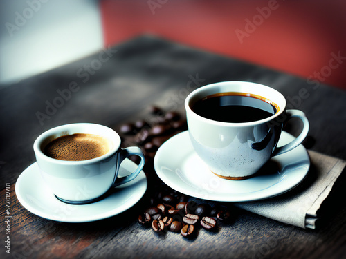 Photorealistic Still Life of Two Coffee Cups, professional food photography,Generative Ai 
