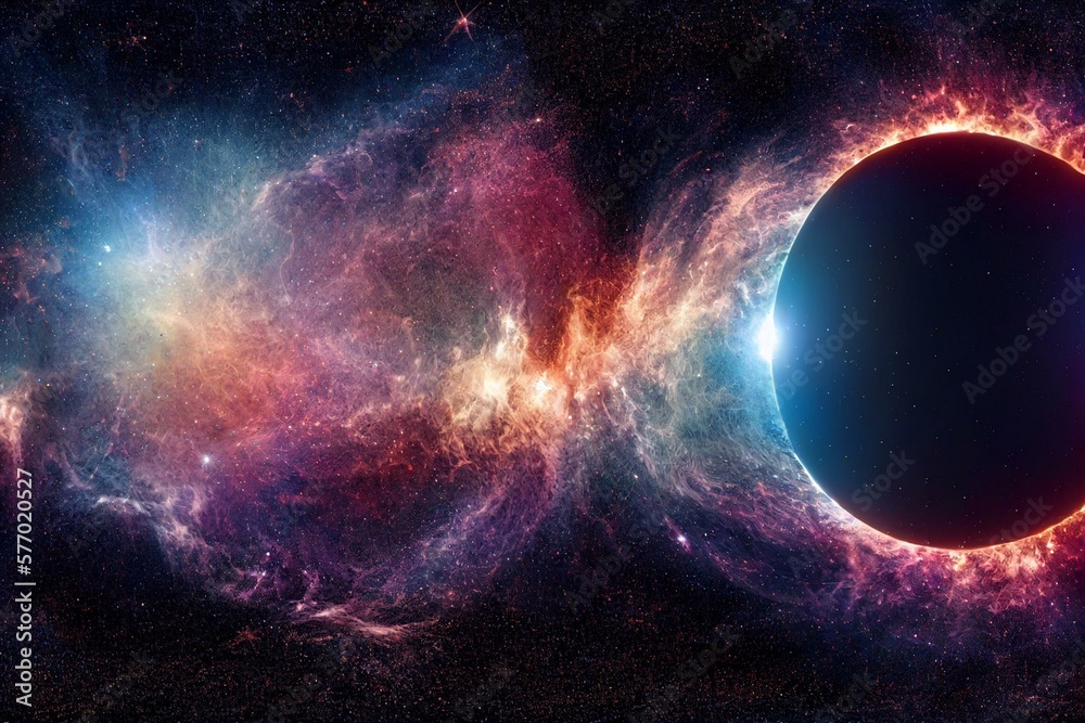 360 degree interstellar cloud of dust and gas. Space background with ...