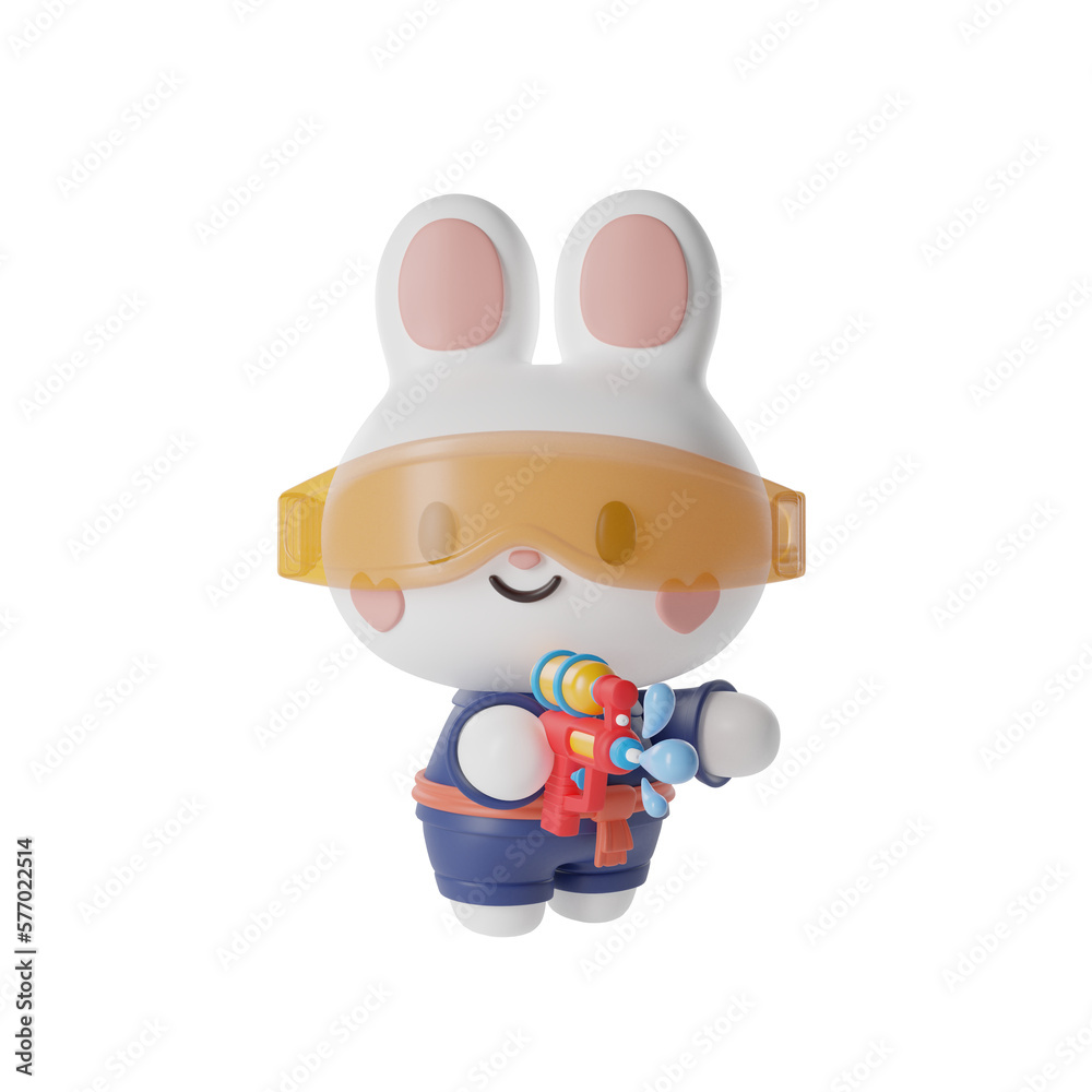 Rabbit boy in traditional thai dress 3D Illustration-3 Rabbit boy in traditional thai dress 3D Illustration-3