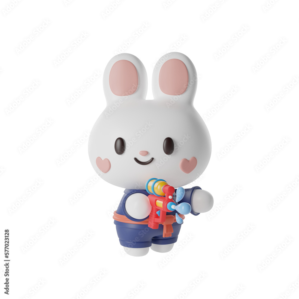 Rabbit boy in traditional thai dress 3D Illustration-8 Rabbit boy in traditional thai dress 3D Illustration-8