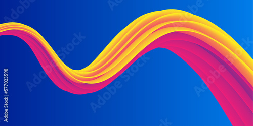 blue gradient background with colored waves. abstract orange, pink, magenta wavy lines. abstract background.