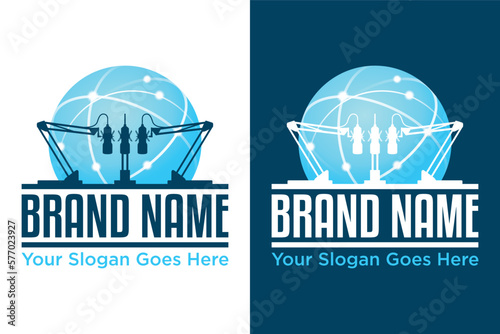 modern connection podcast mic microphone illustration logo design