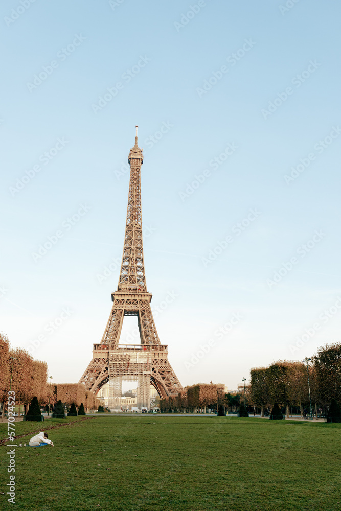 Fototapeta premium Eiffel Tower on Champs de Mars in Paris, France