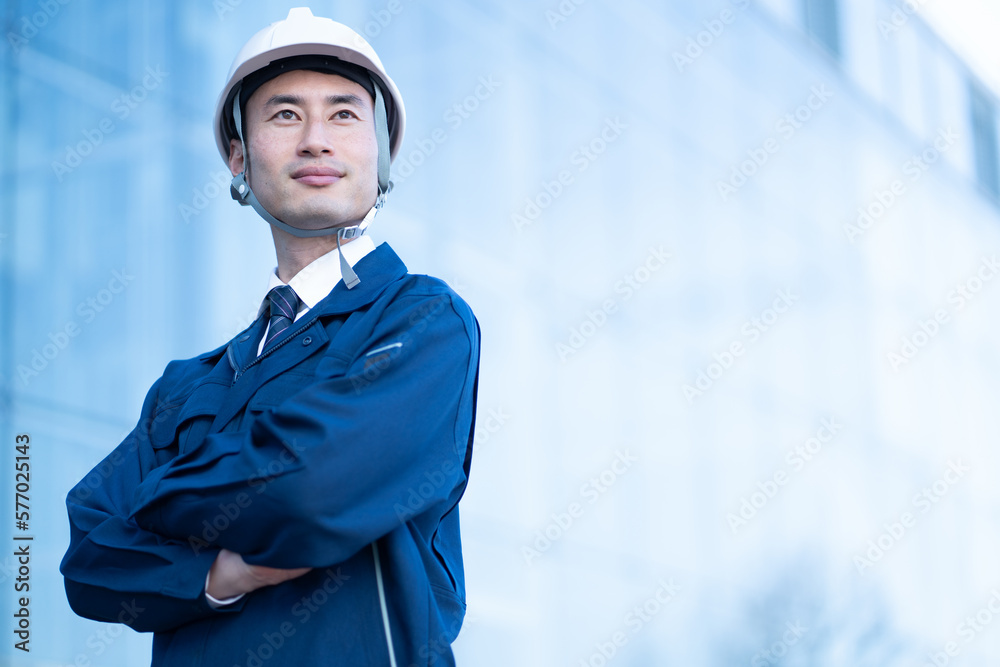 作業着を着た日本人男性 作業着を着た日本人男性