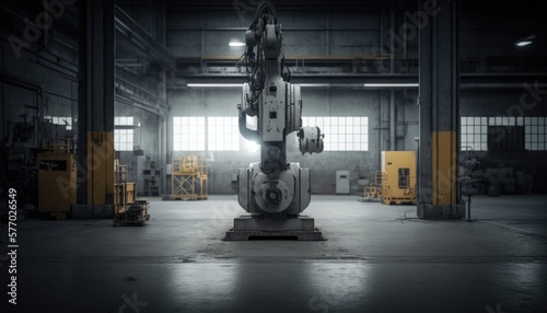 A large machine in a large warehouse with a lot of windows in it's center robots an ambient occlusion render les automatistes photo