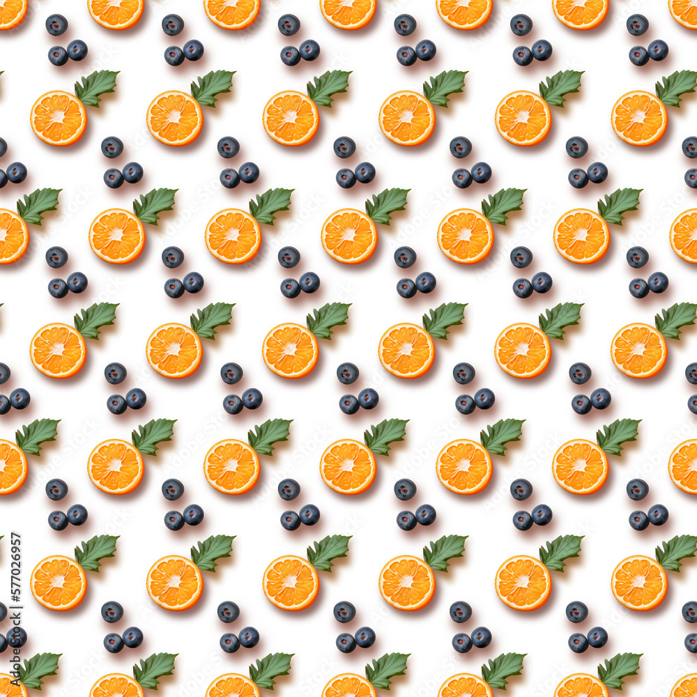 Seamless pattern with citrus and berries on a white background Seamless pattern with citrus and berries on a white background