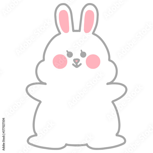 うさぎ　かわいい　ゆるい　手描き　イラスト