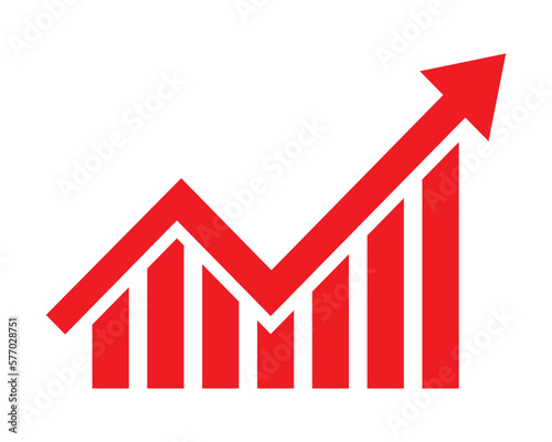 Growing business arrow on white background, Profit red arrow, Vector illustration.Business concept, growing chart. Concept of sales symbol icon with arrow moving up. Economic Arrow With Growing Trend.