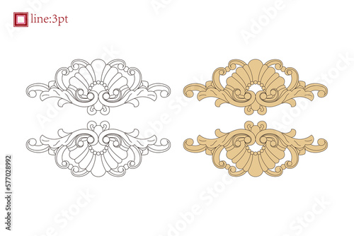 Border, photo frame, title frame, door, window abstract floral ornament. Baroque floral ornament pattern. Simple luxury delicate abstract geometric spiral art curve decoration.