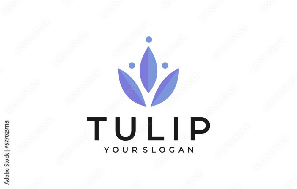 luxury tulip flower crown logo design