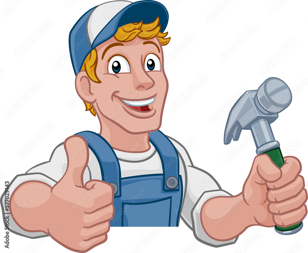 Handyman Hammer Cartoon Man DIY Carpenter Builder Handyman Hammer Cartoon Man DIY Carpenter Builder