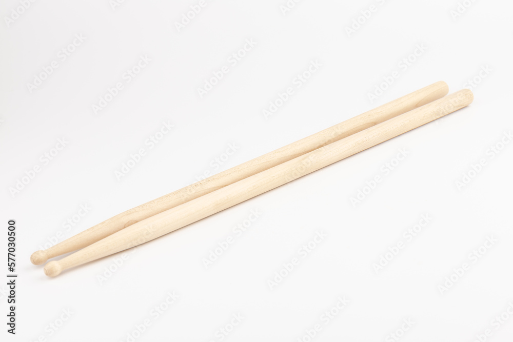 Wooden drumsticks isolated on white background. musical instrument.