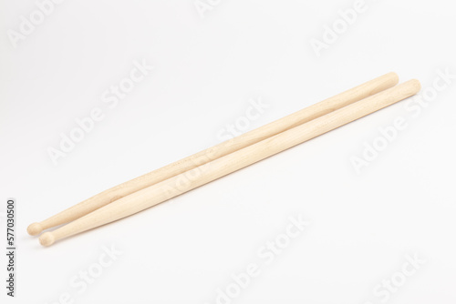 Wooden drumsticks isolated on white background. musical instrument.
