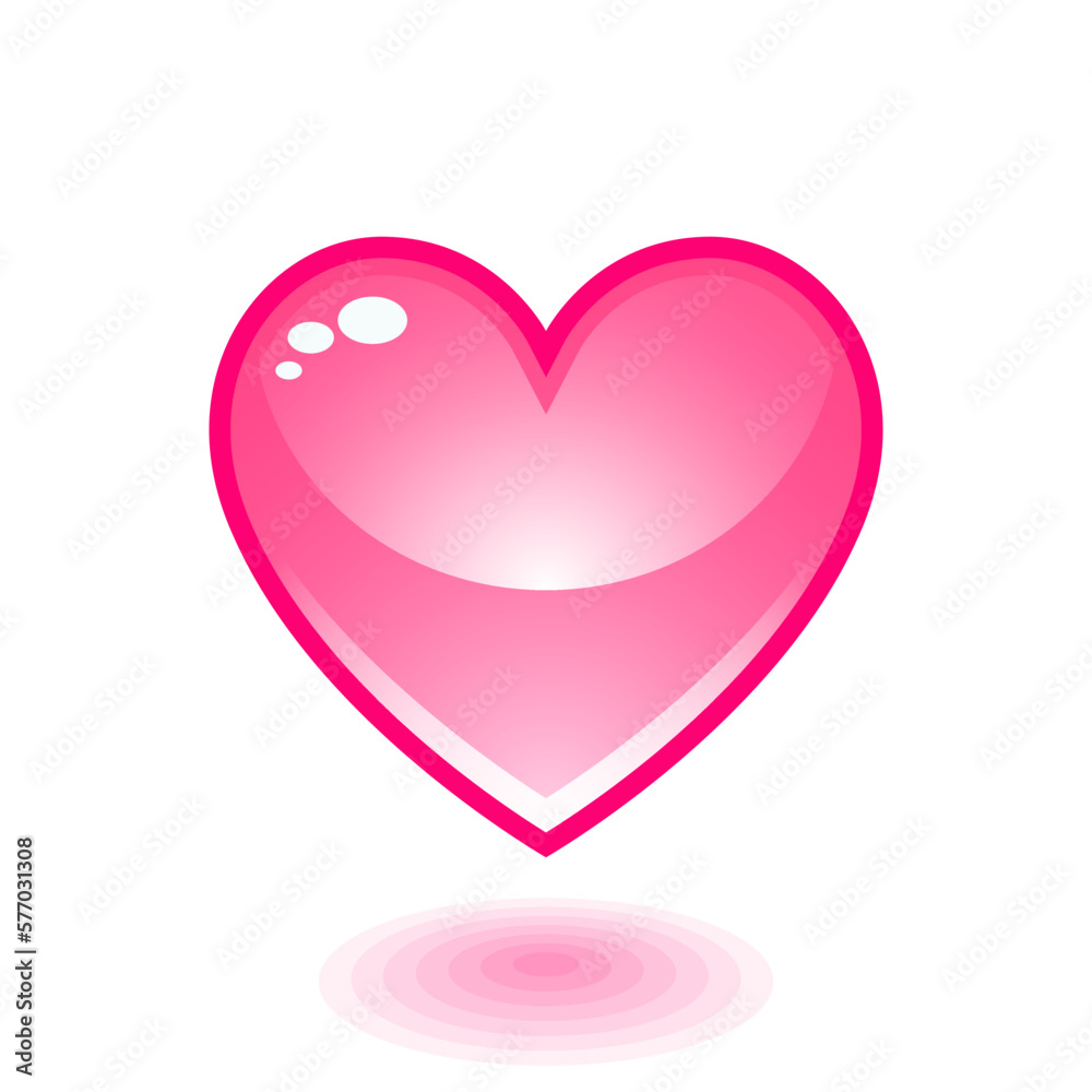 Pink heart balloon. Flat heart shape abstract creative decoration illustration.