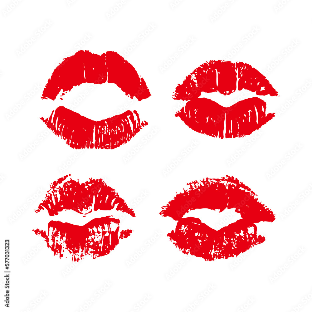 Set of vector red lips, lips, lip lines, lipstick patterns. Set of vector red lips, lips, lip lines, lipstick patterns.