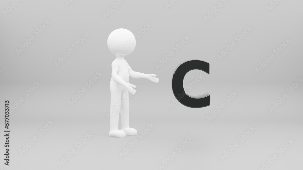 3d person with letter 3d person with letter