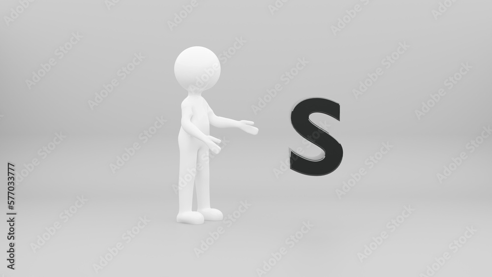 3d person with letter 3d person with letter