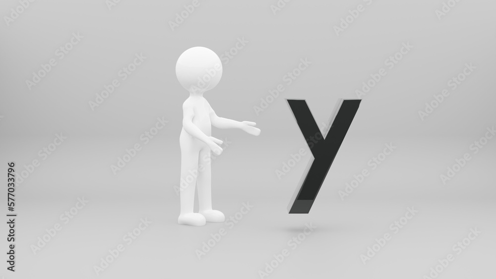 3d person with letter 3d person with letter
