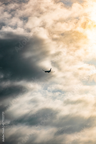 Airplane in the middle of the sky  Jeju island  South Korea