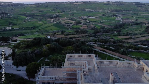 First World War The Mtarfa  British Militaly Hospital, Malta, sunset time, drone shot photo