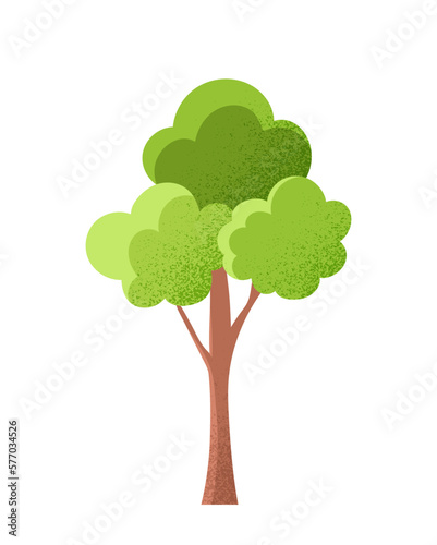 Green tree icon. Oak tree with leaves and branches. Nature and environment. Symbol of spring and summer time of year. Template  layout and mock up. Cartoon flat vector illustration