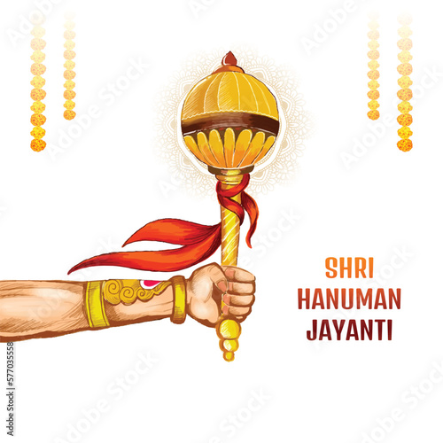 Illustration of gadda for hanuman jayanti card background