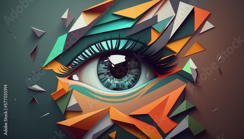 abstract image with geometric figures with female eye
